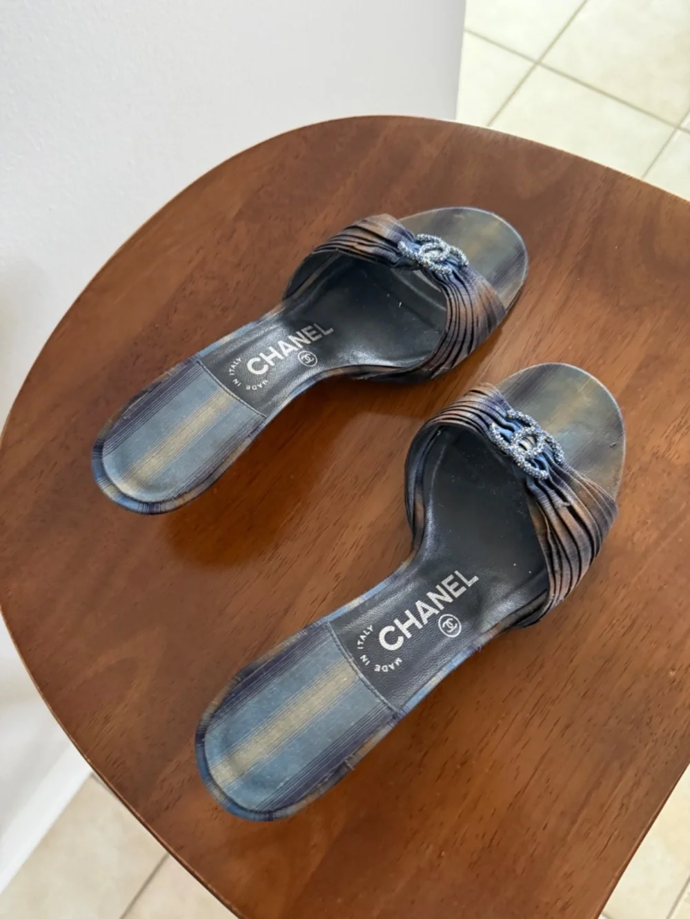 Vintage CHANEL Crystal CC Logo Heels | Euro 38